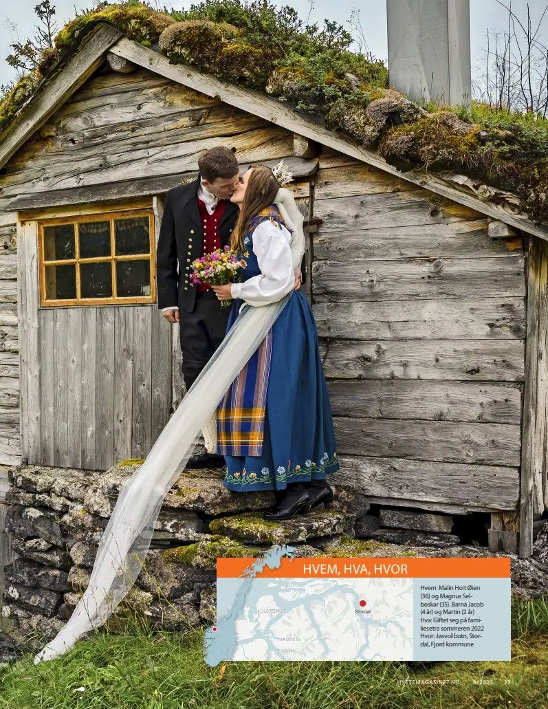 Oppslag fra reportasjen Bryllup på hytta i Aftenpostens Hyttemagasinet