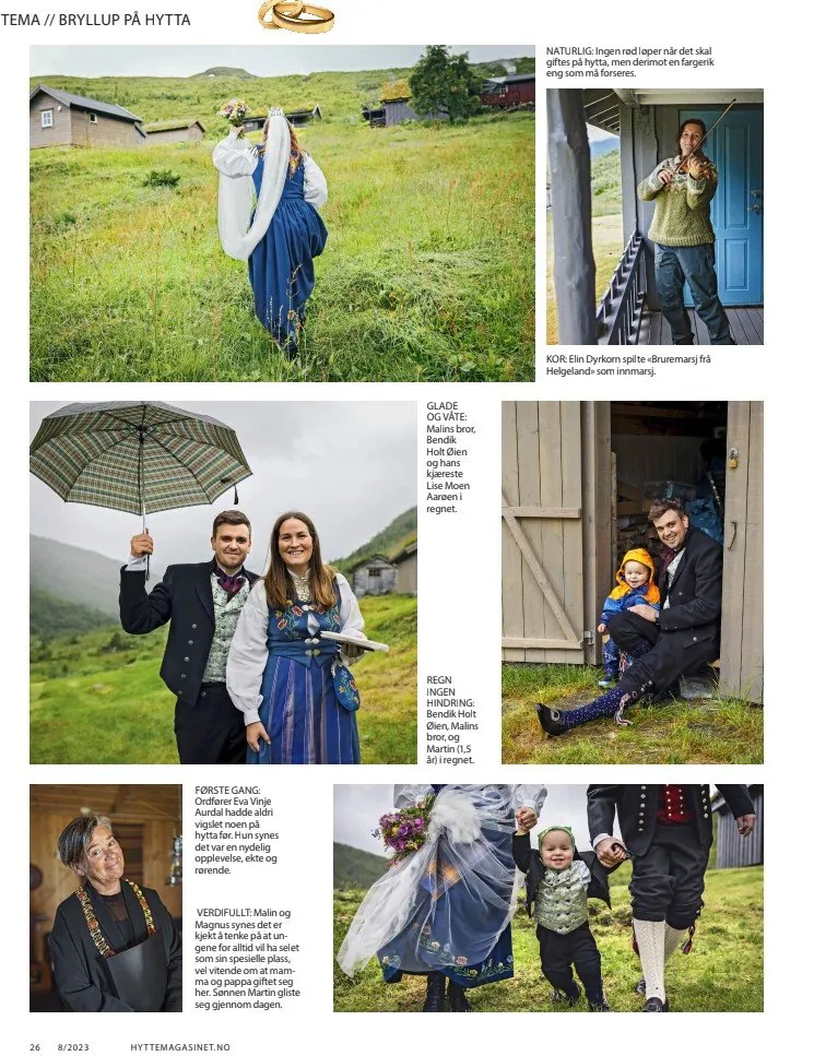 Oppslag fra reportasjen Bryllup på hytta i Aftenpostens Hyttemagasinet